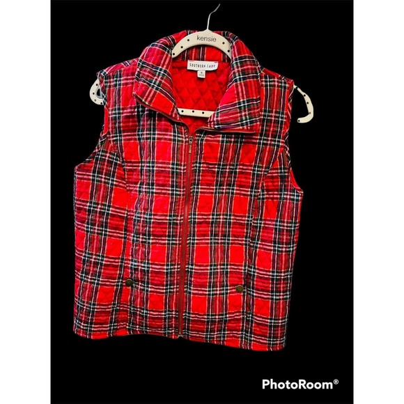 Vintage Southern Lady Quilted Fall Vest Coat Plaid Sleeveless Size Small - Picture 3 of 7